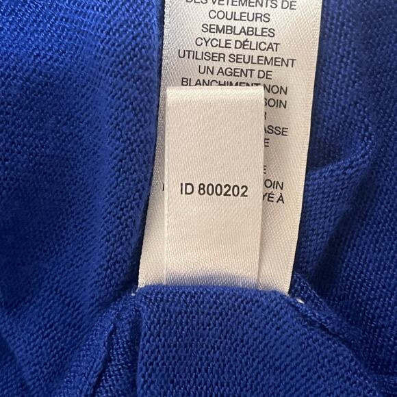 Chicos Cardigan Sz: 2/Large Lightweight Open Front Blue Flowy Fit Cropped Length - Picture 7 of 9